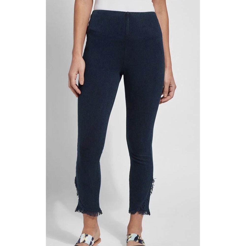 Lysse Fringe Tulip‎ Hem Denim Leggings Jeans (26.5" Inseam): Indigo Sz-M